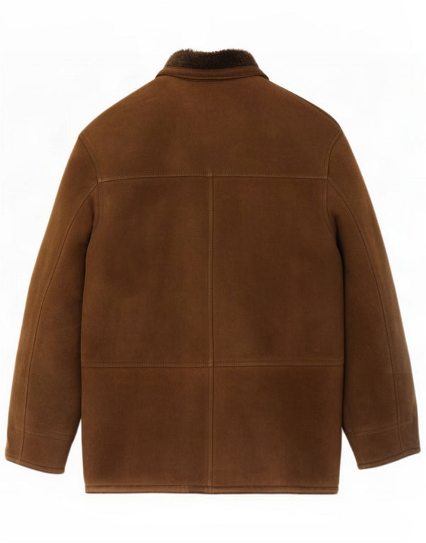 Chaqueta de piel de oveja vintage para hombre IT 52 XL Caqui