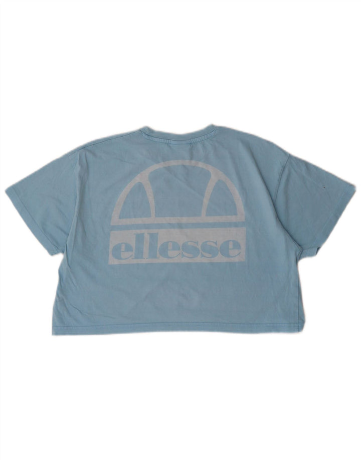 ELLESSE Womens Oversized Crop Graphic T-Shirt Top UK 10 Small Blue