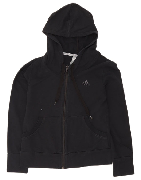 Adidas - Sudadera con capucha y cremallera para mujer, talla 40, algodón negro mediano