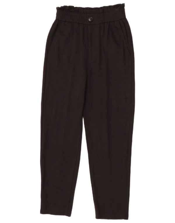 Zara Mujer Pantalón Chino Cónico De Talle Alto XS W24 L25 Viscosa Negro