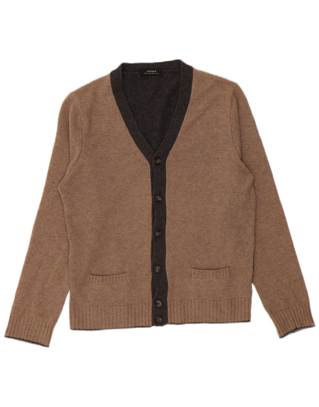 Alpha Massimo Rebecchi Cárdigan para hombre IT 50 Medium Brown Colorblock