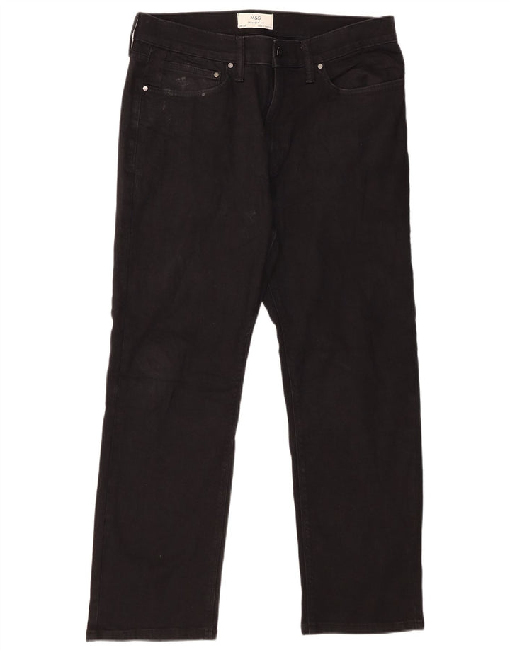 Marks & Spencer Vaqueros rectos para hombre W34 L29 Algodón negro
