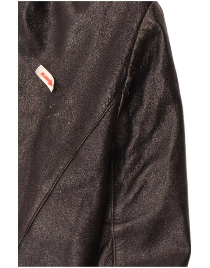 Chaqueta de cuero vintage para mujer IT 52 2XL cuero negro