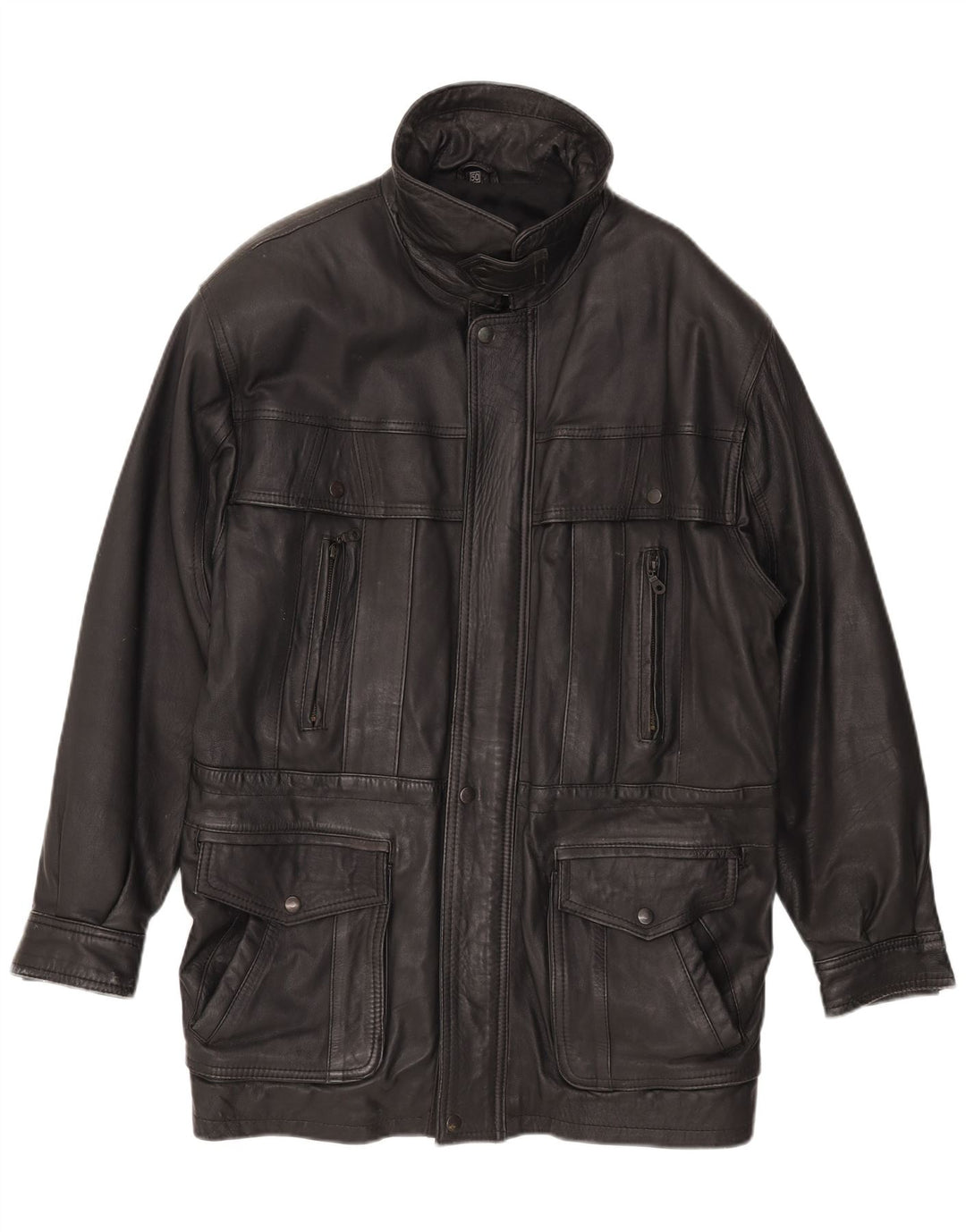 Vintage chaqueta de cuero para hombre EU 50 cuero negro grande