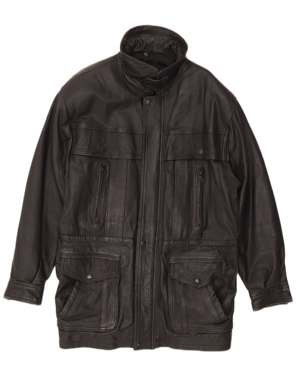 Vintage chaqueta de cuero para hombre EU 50 cuero negro grande