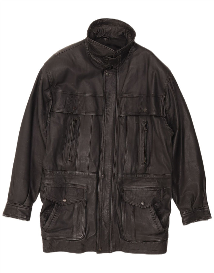 Vintage chaqueta de cuero para hombre EU 50 cuero negro grande