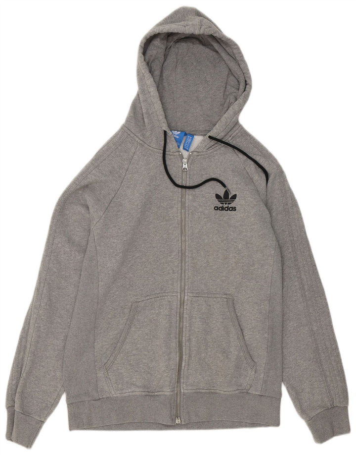 Adidas Hombre Zip Sudadera Con Capucha Suéter Gris Medio Algodón Moteado