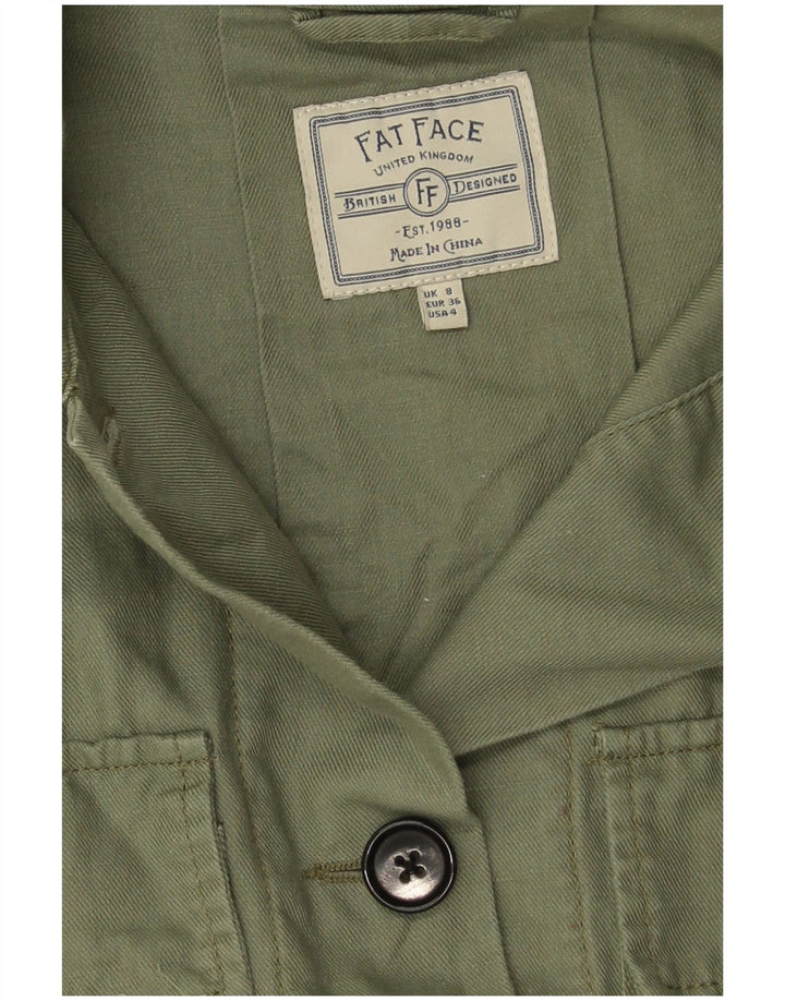 Chaqueta militar extragrande para mujer Fat Face UK 8 Small Lino verde
