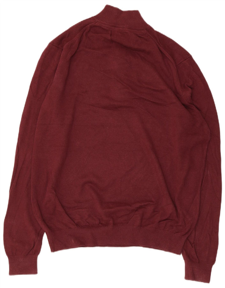 IZOD Jersey con cuello y cremallera para hombre, color granate mediano