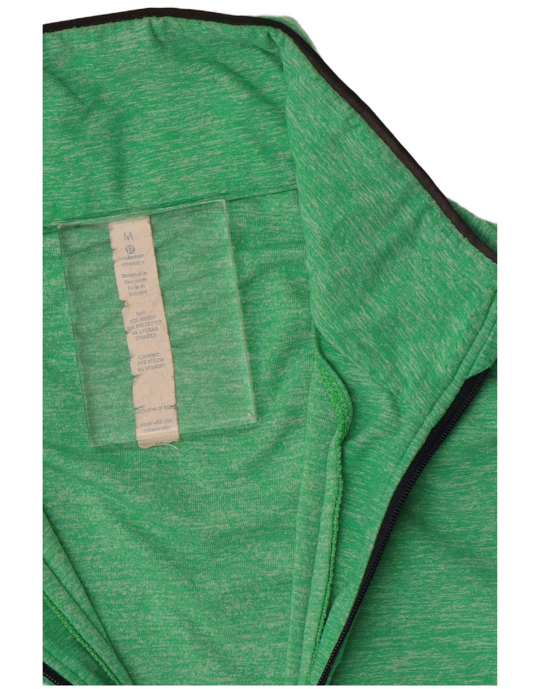 Lululemon Mens Zip Neck Jersey Chándal Top Nylon Moteado Verde Medio