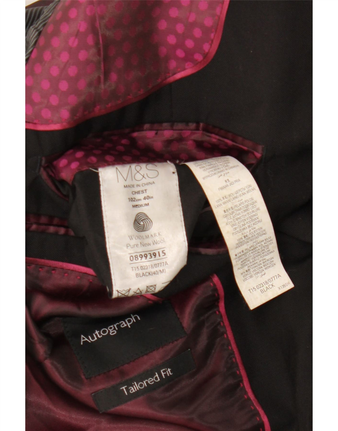 Marks & Spencer Chaqueta tipo blazer con 2 botones y autógrafo para hombre, talla 40, color negro