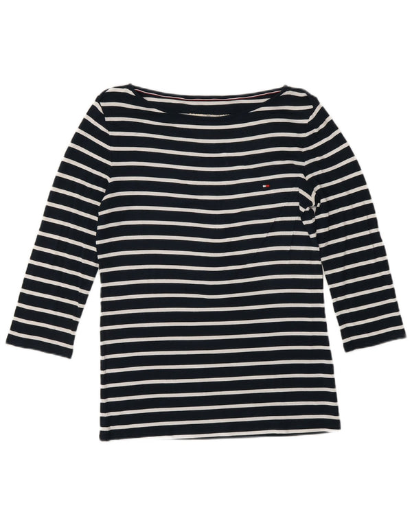 Tommy Hilfiger Top para mujer manga 3/4 UK 10 Small Azul marino a rayas