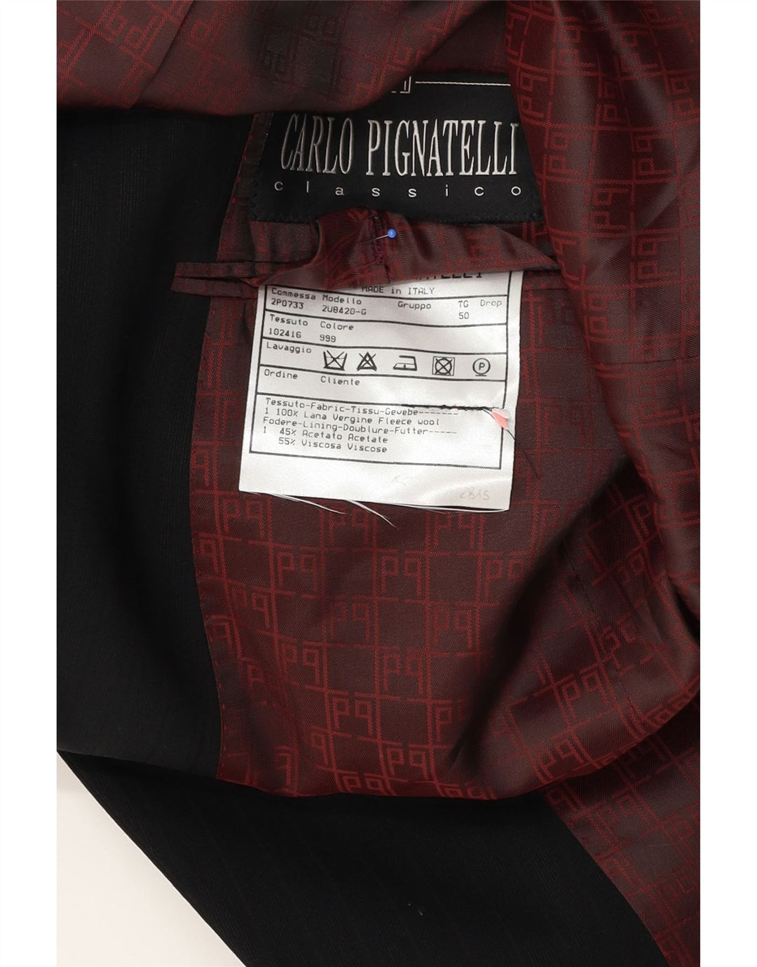 Carlo Pignatelli Chaqueta tipo blazer de 2 botones para hombre IT 50 Large Lana virgen negra