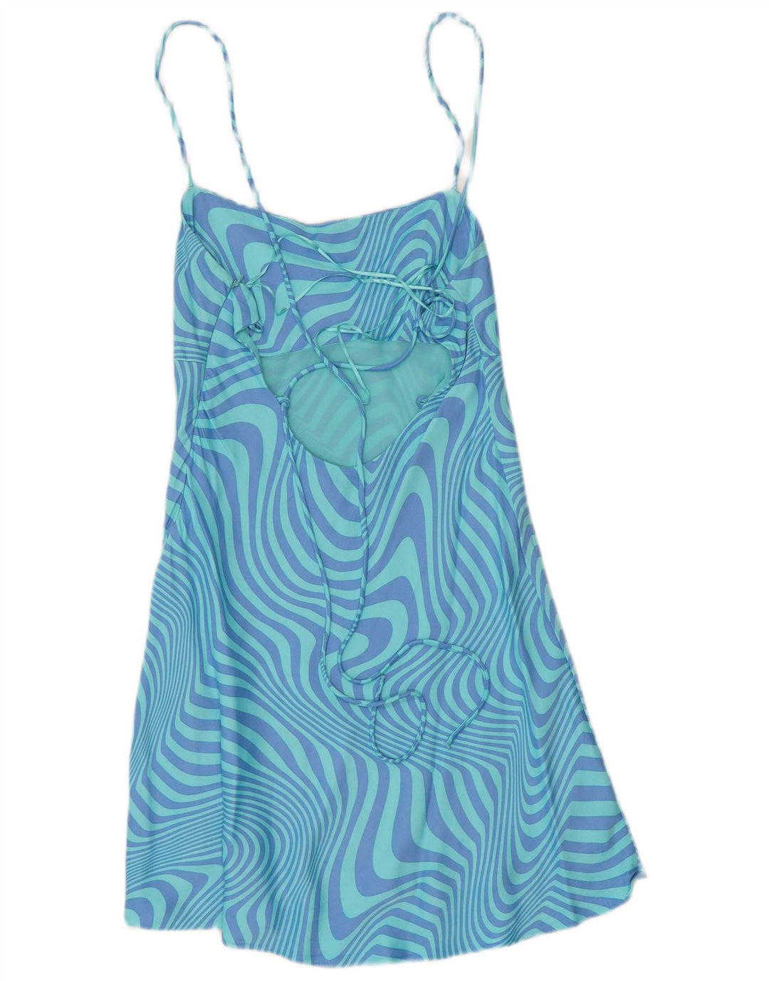 ZARA Womens Abstract Pattern Slip Dress UK 8 Small Blue Viscose