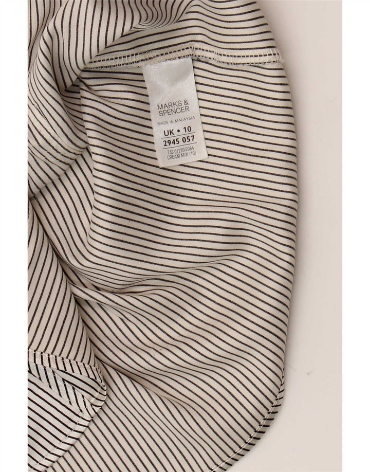 Marks & Spencer Blusa para mujer UK 10 Small Beige Pinstripe