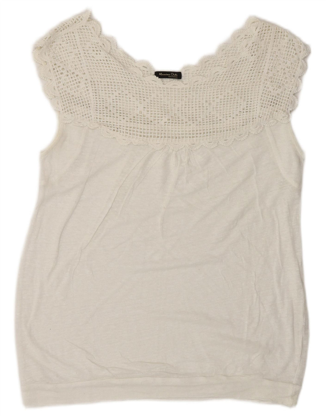 Massimo Dutti Blusa Sin Mangas para Mujer Top UK 46 Large Blanco