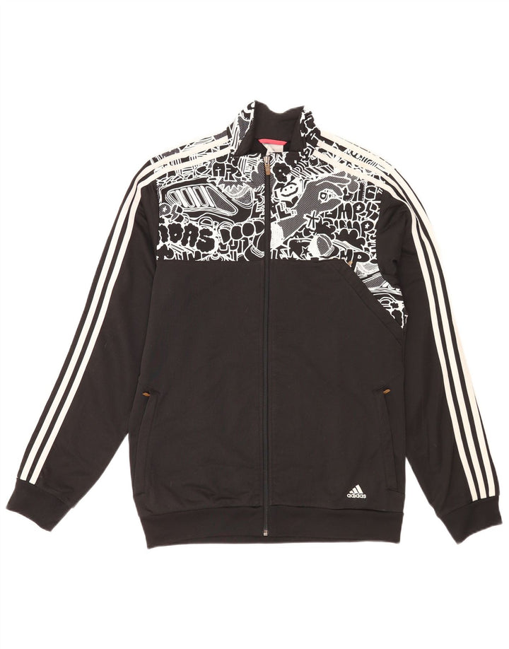 Adidas Hombre Chándal Top Chaqueta Mediano Negro Geométrico Poliéster Deportes