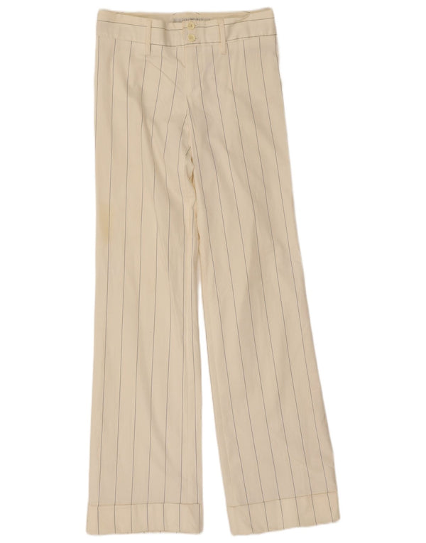 Zara Mujer Pantalón Casual Bootcut EU 36 XS W26 L32 Algodón A Rayas Blanco