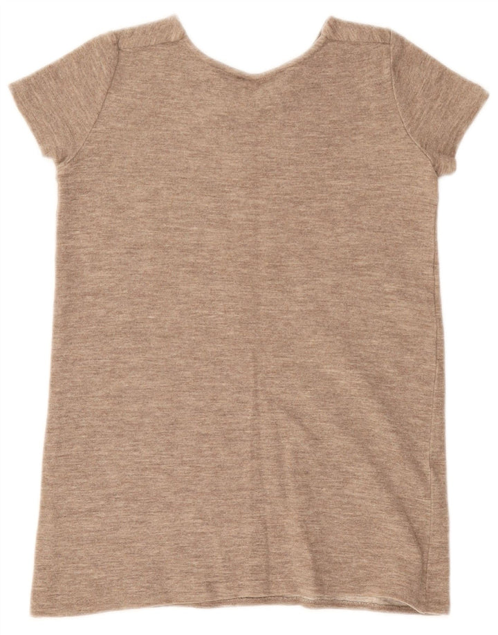 Zara Mujer Camiseta Top UK 42 Marrón Medio Moteado