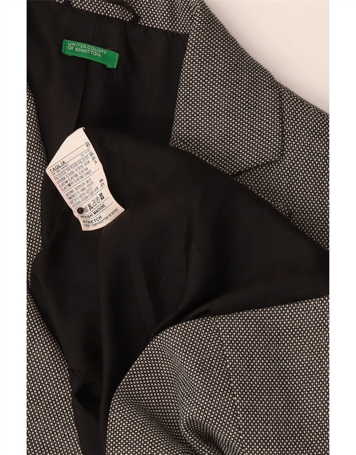 Benetton Chaqueta Americana De 1 Botón Para Mujer UK 8 Small Gris Moteado Poliéster