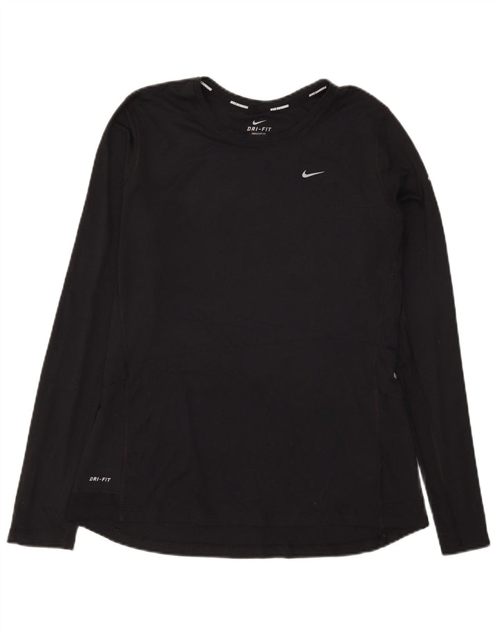 Nike Mujer Dri Fit Top Manga Larga UK 46 Grande Poliéster Negro