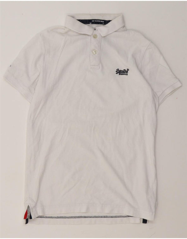 Superdry Mens Polo Shirt Medium White Cotton