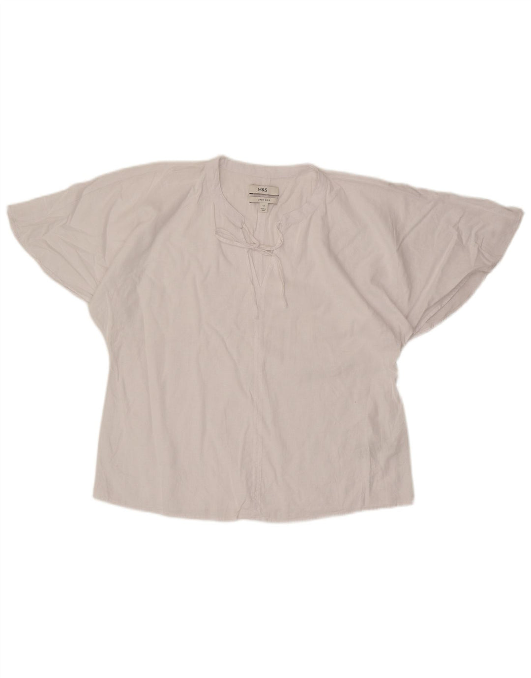 Marks & Spencer Blusa para Mujer Top UK 40 Mediano Lino Blanco