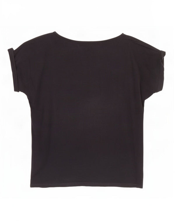 Trussardi Jeans Mujer Camiseta Gráfica Top UK 46 Large Negro