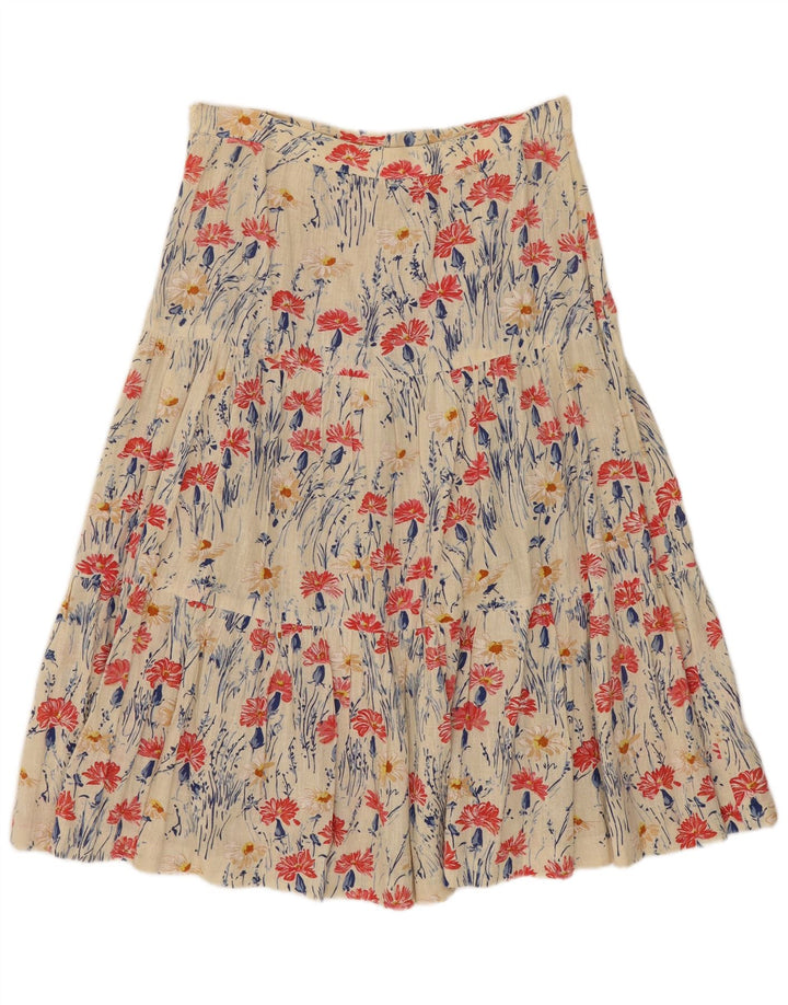 Falda acampanada vintage para mujer W28 Floral beige medio