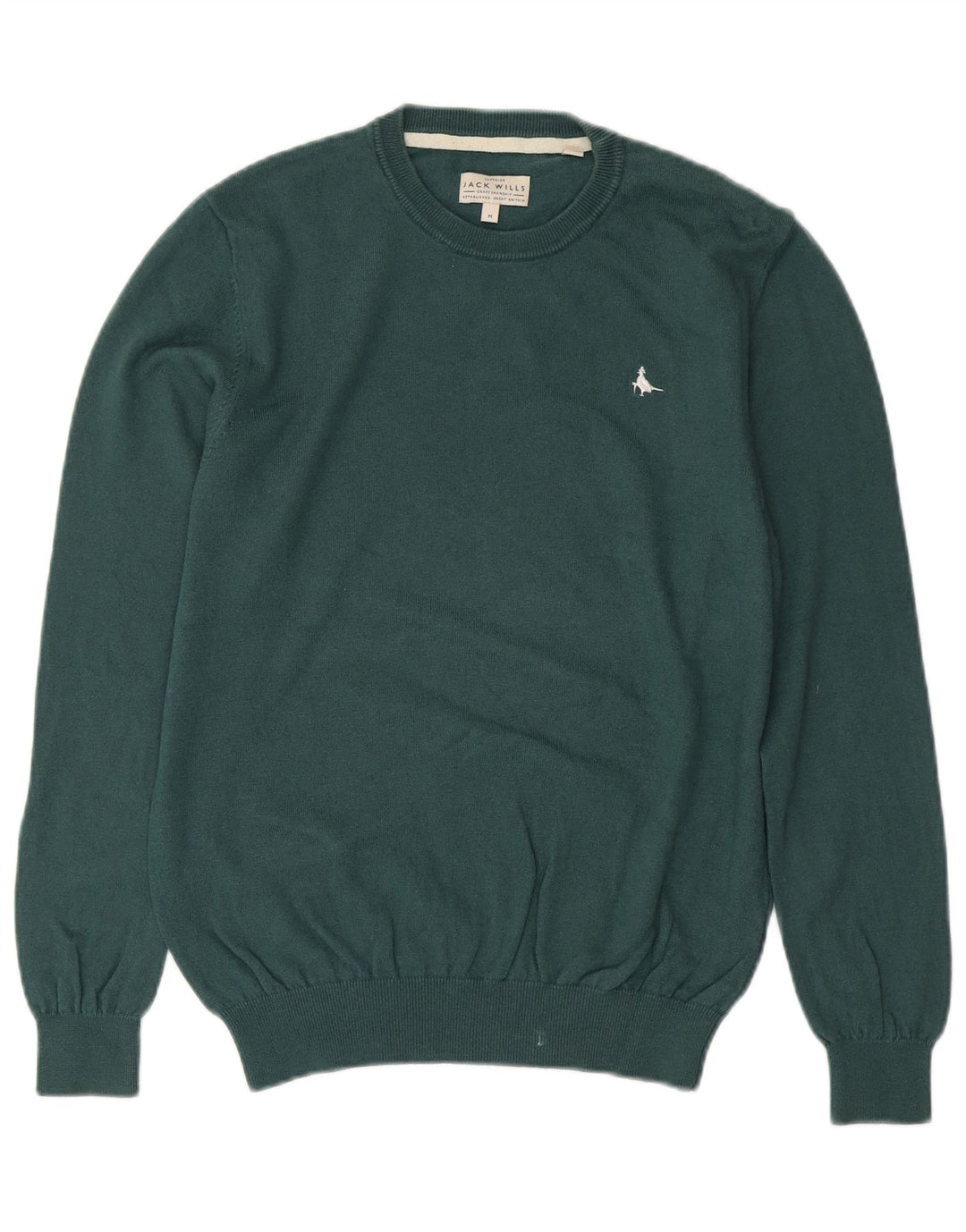 JACK WILLS Jersey de cuello redondo para hombre de algodón verde medio
