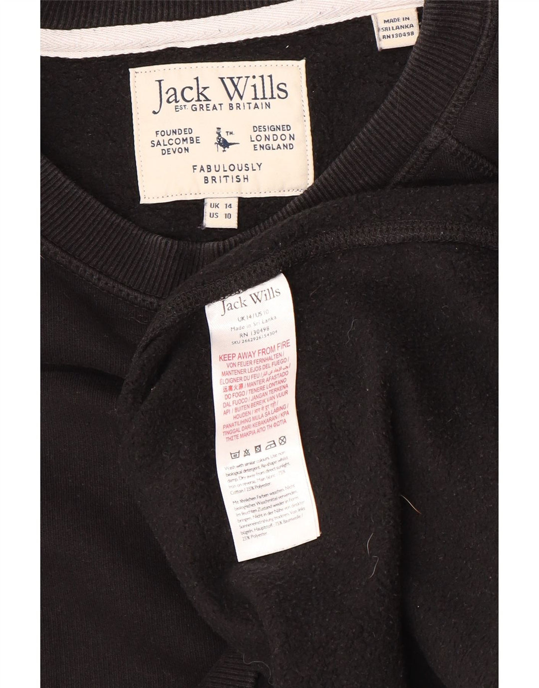 JACK WILLS Sudadera holgada para mujer, talla 40, talla grande, algodón negro