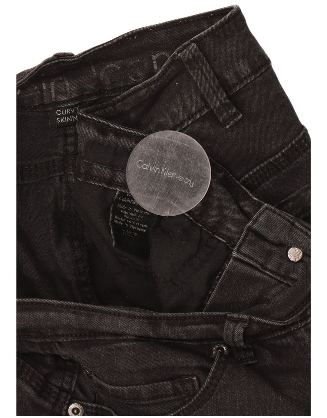 CALVIN KLEIN Vaqueros pitillo con curvas para mujer W34 L30 Gris