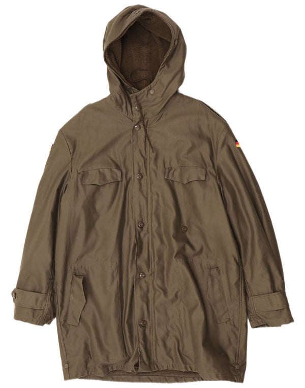 Vintage hombres con capucha chaqueta parka militar Reino Unido 42 XL Caqui