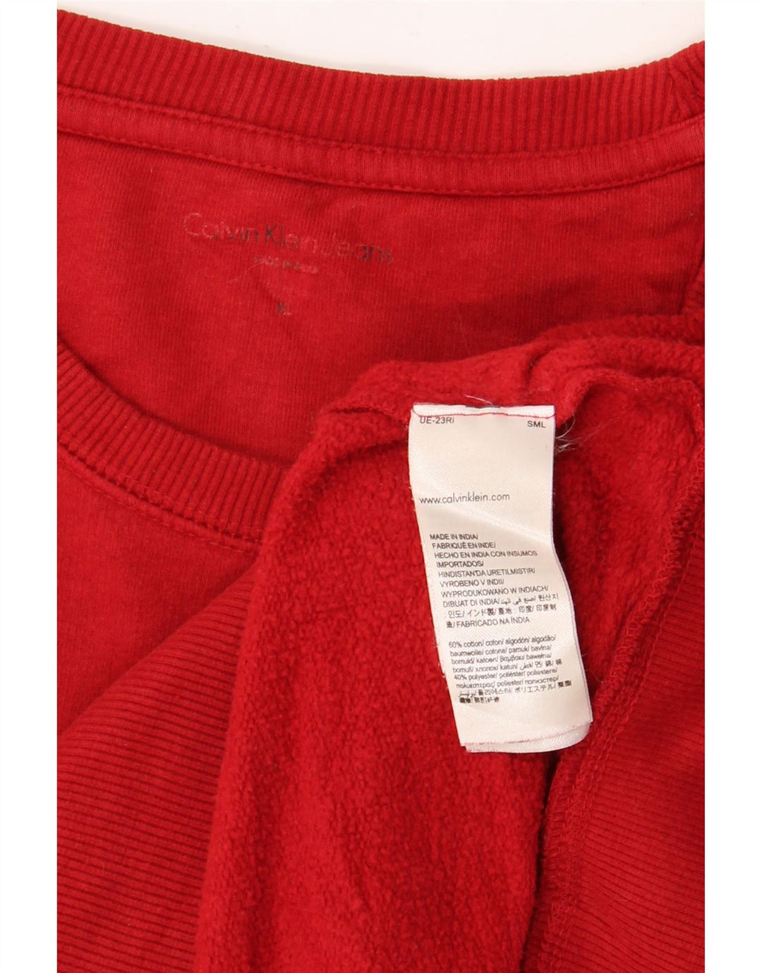 CALVIN KLEIN JEANS Sudadera gráfica para hombre Jumper XL Algodón rojo