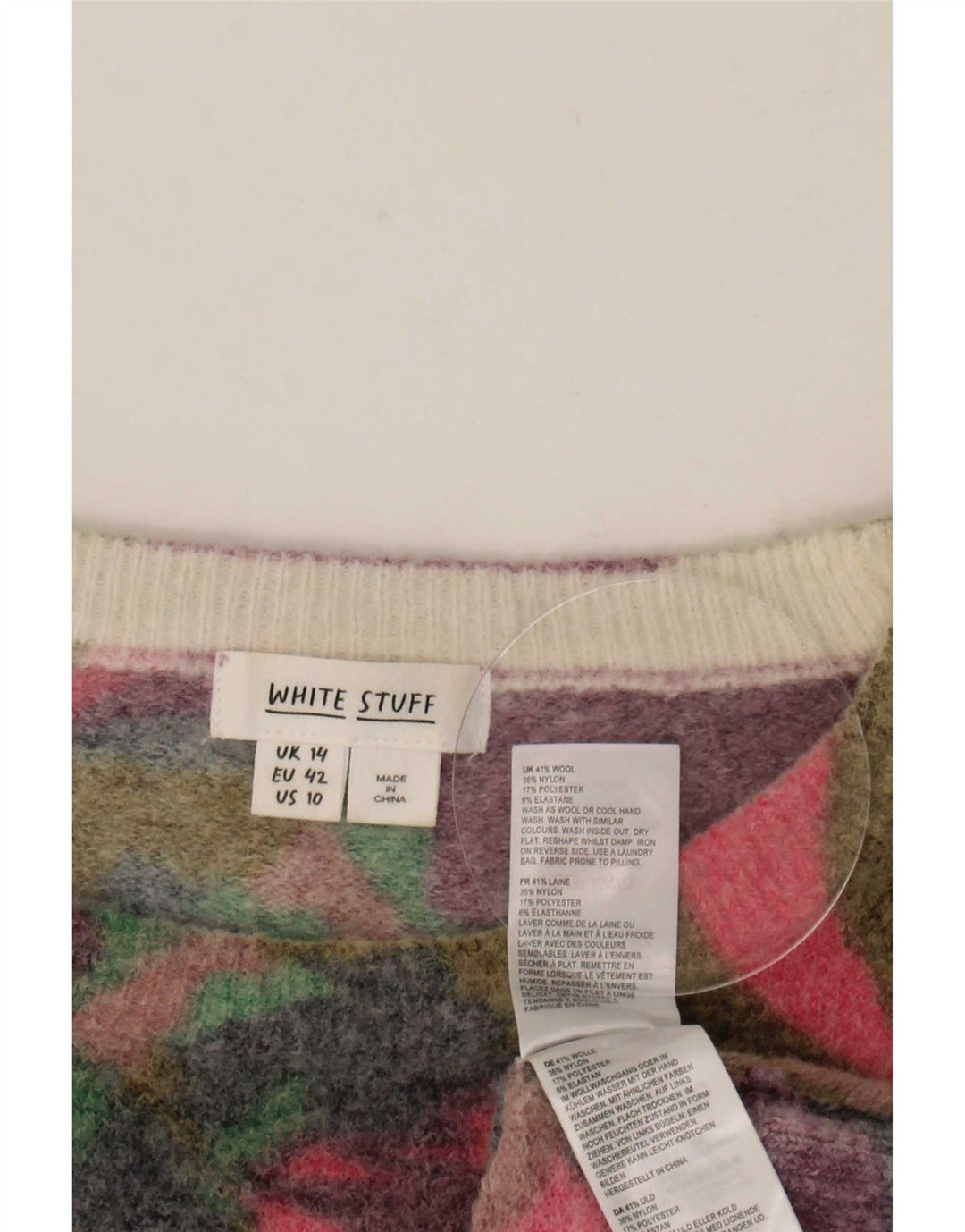 White Stuff Suéter tipo jersey con cuello barco para mujer, talla 40, multicolor