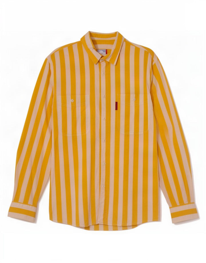 Camisa vintage para hombre grande a rayas amarillas