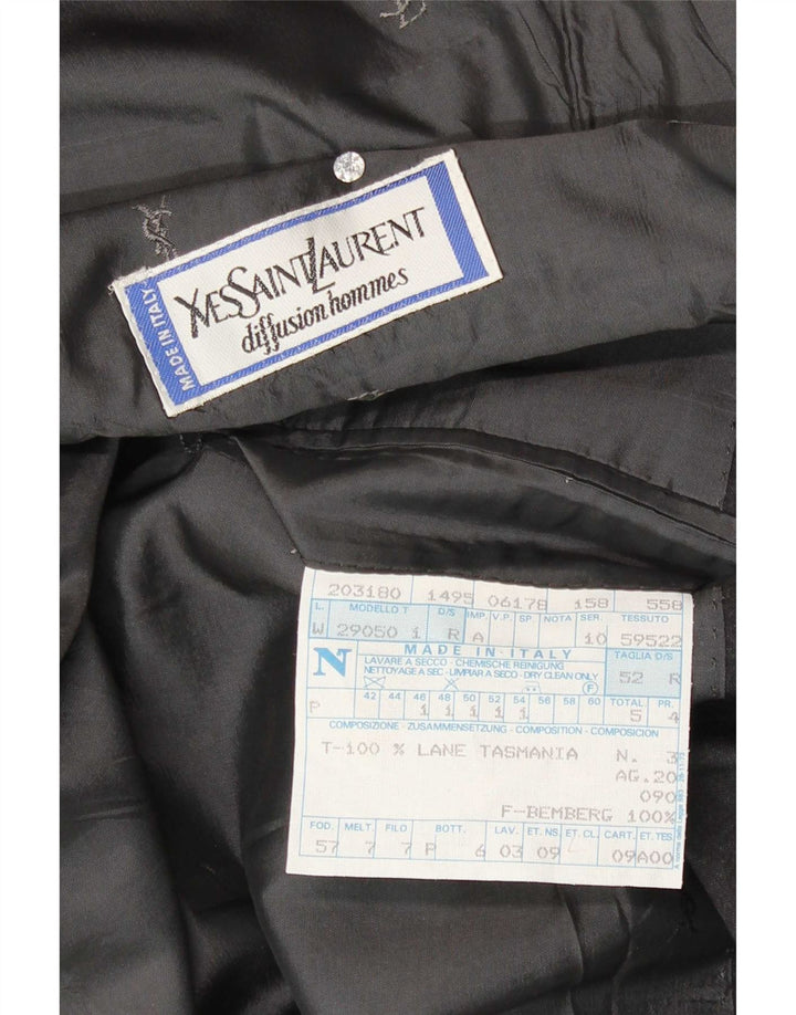 Yves Saint Laurent Chaqueta blazer cruzada para hombre IT 52 XL Lana gris
