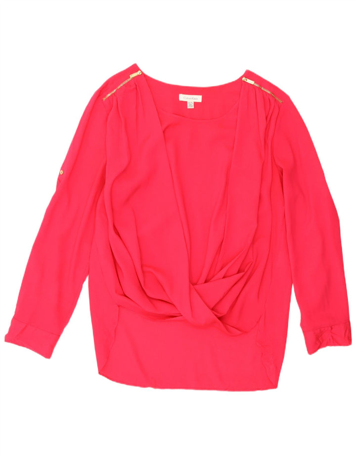 Calvin Klein Blusa de manga larga para mujer UK 18 XL Poliéster rosa