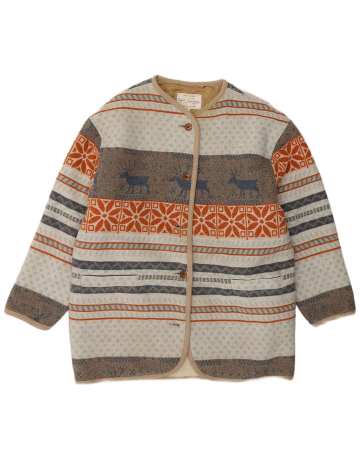 Abrigo vintage para mujer UK 46 Grande Multicolor Rayas