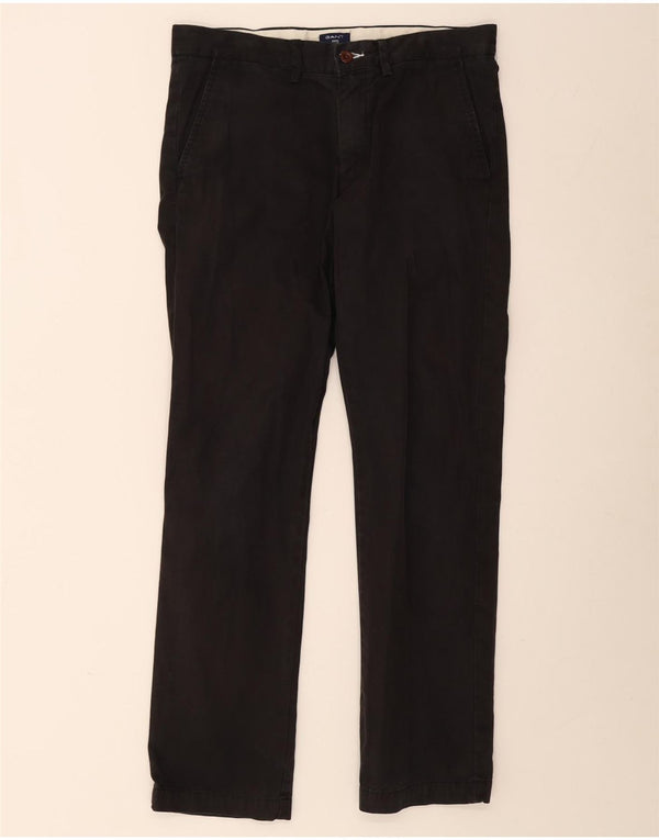 Gant Mens Straight Regular Fit Chino Trousers W32 L32 Black Cotton