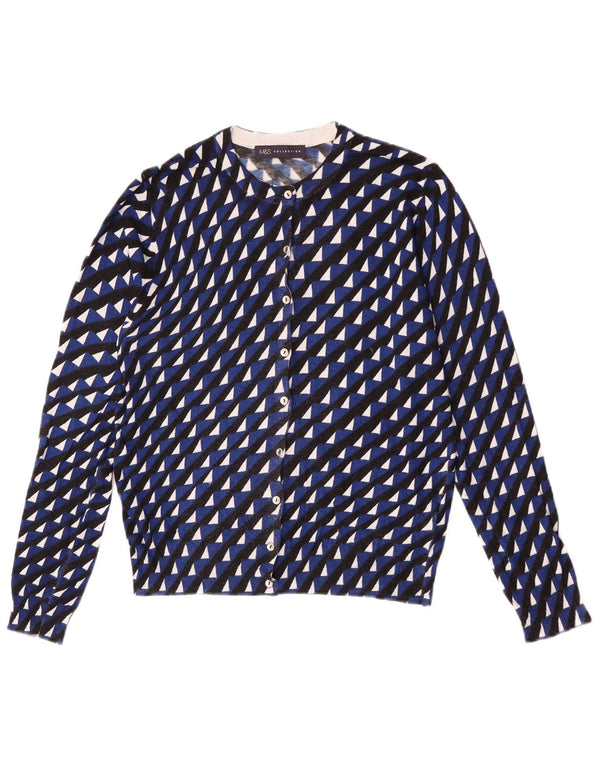 Marks & Spencer Suéter tipo cárdigan corto para mujer Reino Unido 44 Azul medio Geométrico