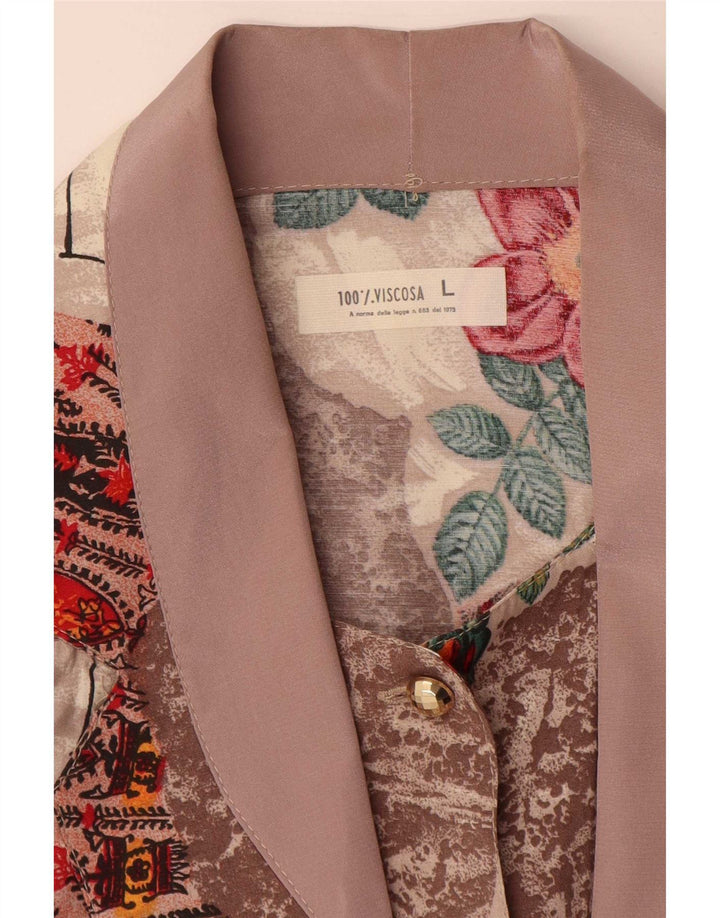 Vintage mujer 1 botón Blazer chaqueta Reino Unido 16 grande multicolor floral