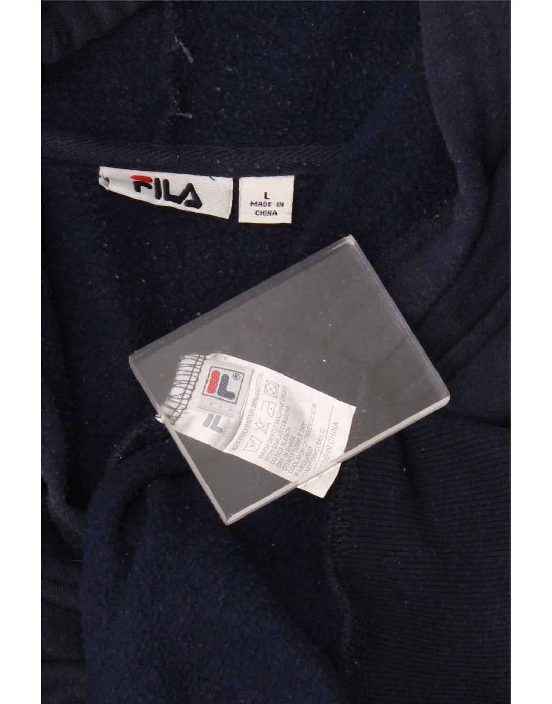 FILA Jersey con capucha gráfica para hombre, tamaño grande, algodón azul marino