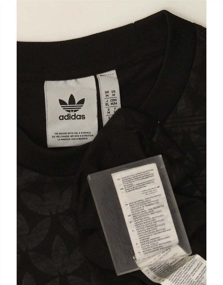 Adidas Hombre Camiseta Gráfica Top Medio Negro Poliéster