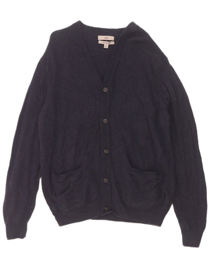 Marks & Spencer Suéter tipo cárdigan para hombre XL Lana de cordero azul marino