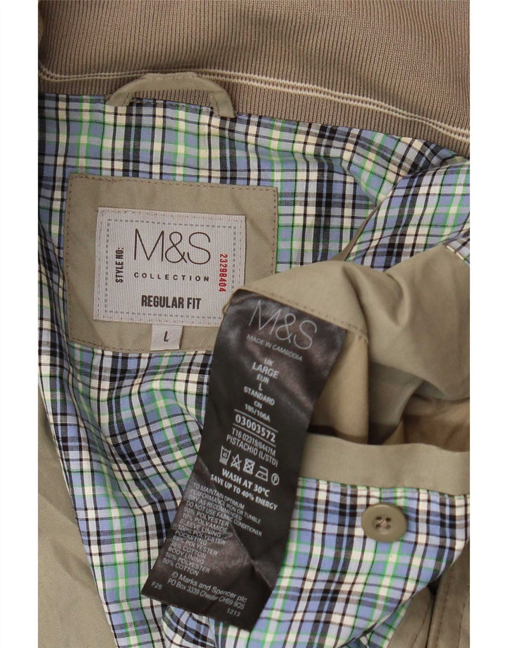 Marks & Spencer Chaqueta bomber de corte regular para hombre UK 40 Grande Poliéster beige