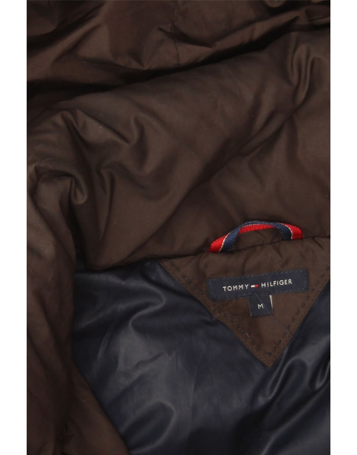 Tommy Hilfiger Abrigo acolchado con capucha para mujer UK 44 Poliéster marrón medio