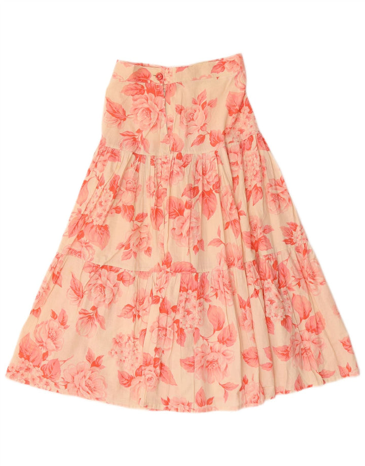 Vintage mujer maxi falda acampanada W26 pequeño rojo floral