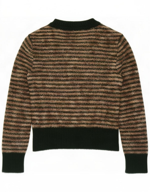 Jersey vintage con cuello barco para mujer UK 44 Medium Beige Rayas