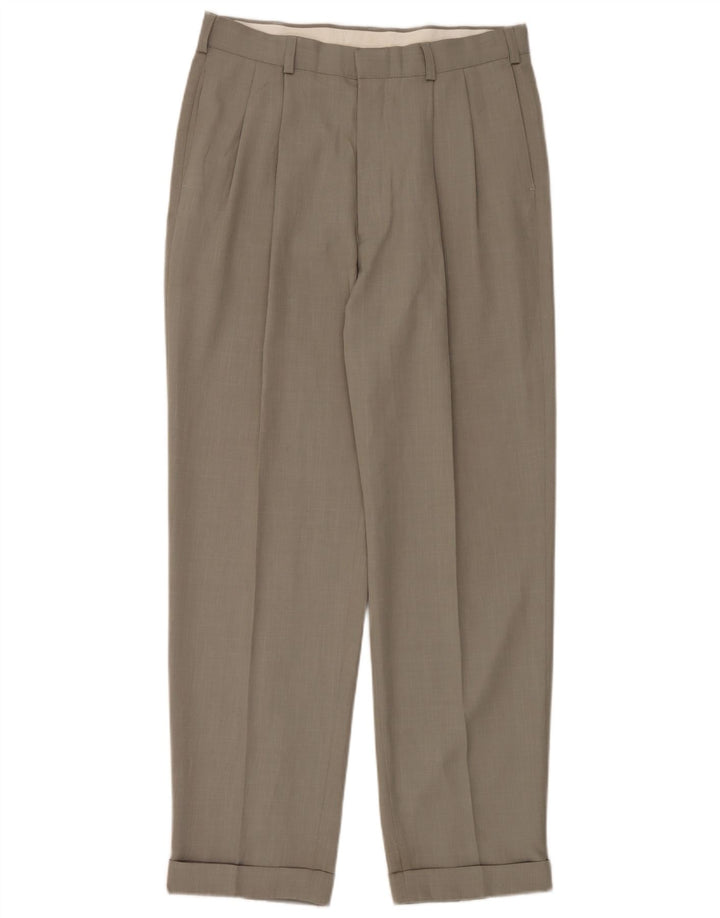 Marks & Spencer Pantalones casuales pegados para hombre W34 L33 Poliéster verde